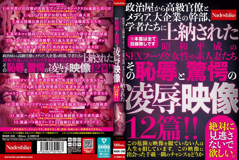 政治屋から高級官僚とメディア、大企業の幹部、学者たちに上納された昭和平成のSEXフーゾク女性や素人妻たち その恥辱と驚愕の凌●映像12篇！！ 【nask00248】