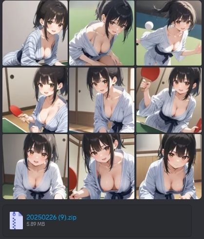 温泉旅館で卓球して汗かいてそのままHする女の子 1枚目