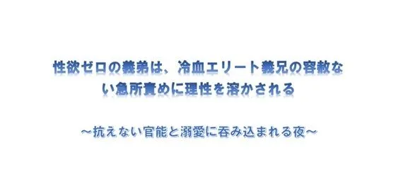 性欲ゼロの義弟は、冷血エリート義兄の容赦ない急所責めに理性を溶かされる 〜抗えない官能と溺愛に呑み込まれる夜〜（レーシィ＆Ruru管轄区＆深更）